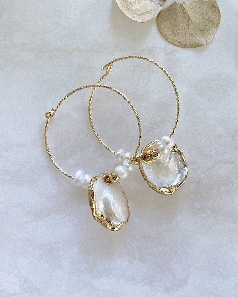 Keshi Pearl Hoop Earrings