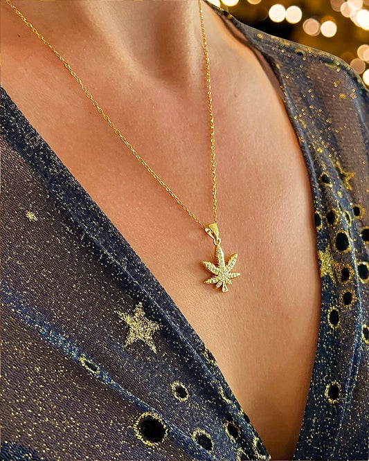 Gold Weed Necklace