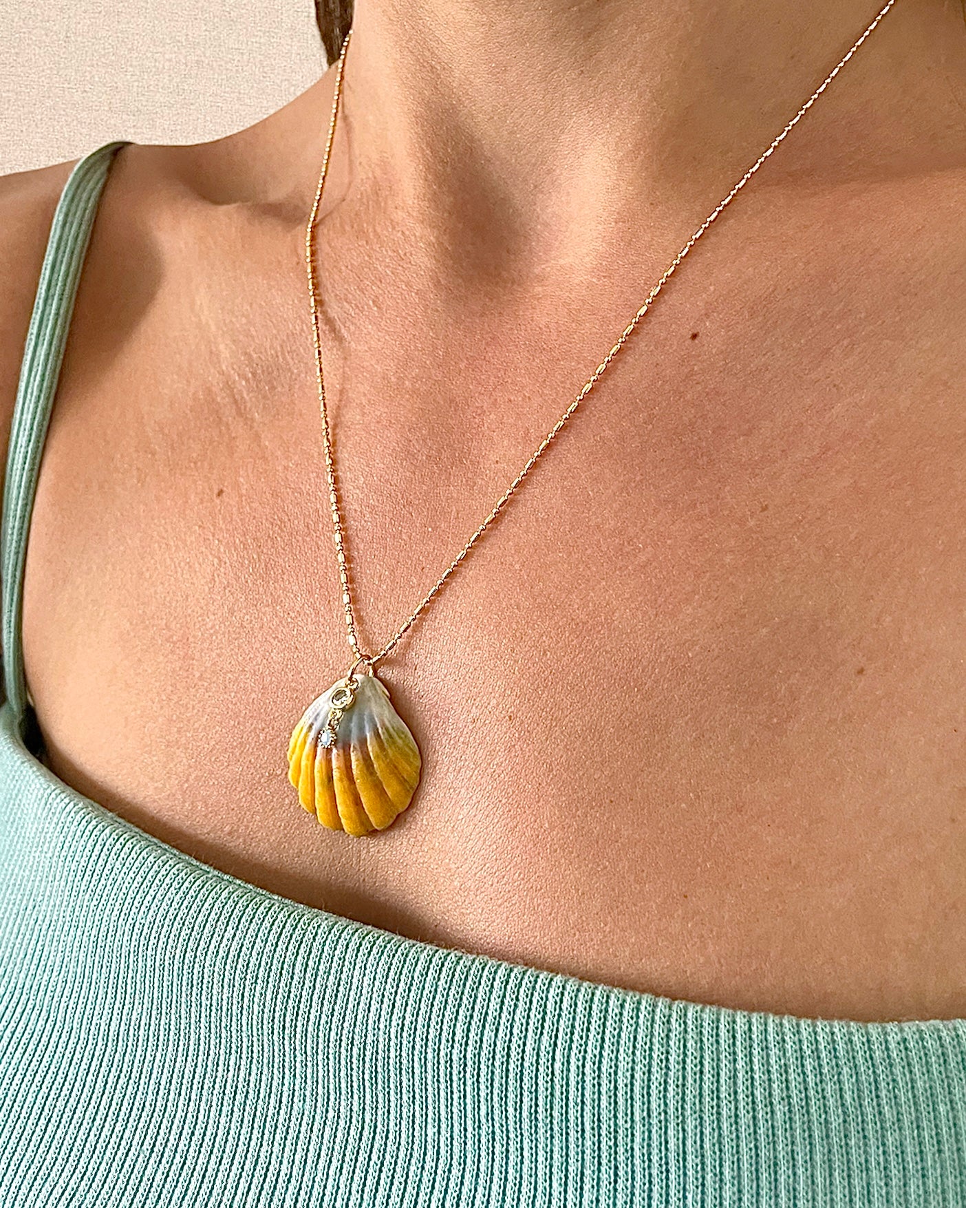 Sunrise Shell Blue Opal Necklace