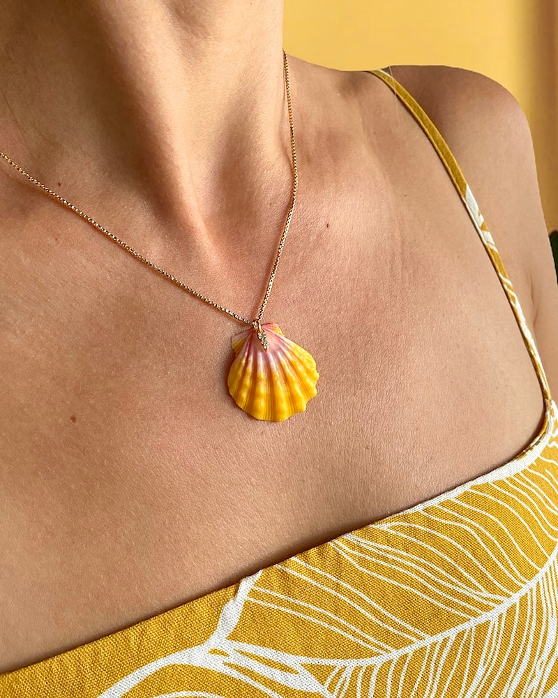 Sunrise Shell CZ Necklace